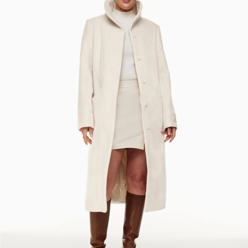Aritzia Elegant Wool Cream Long Coat